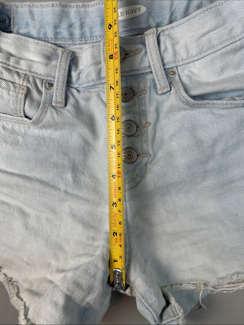 Old Navy Girls Button Front Shorts Light Blue Distressed High-Rise Denim Size 10 - Picture 5 of 7